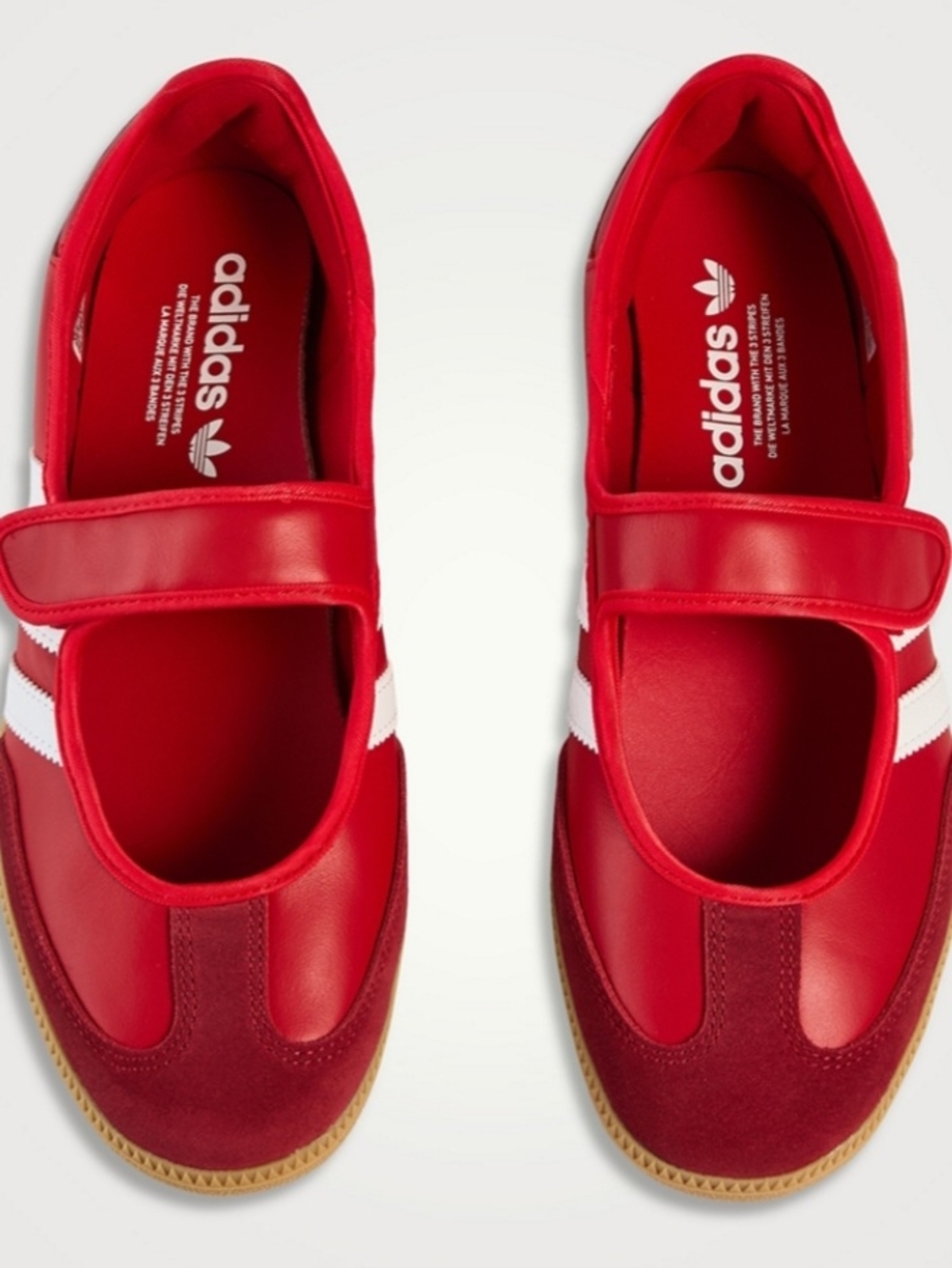 Adidas Red Mary Jane Sneaker with White Stripes
